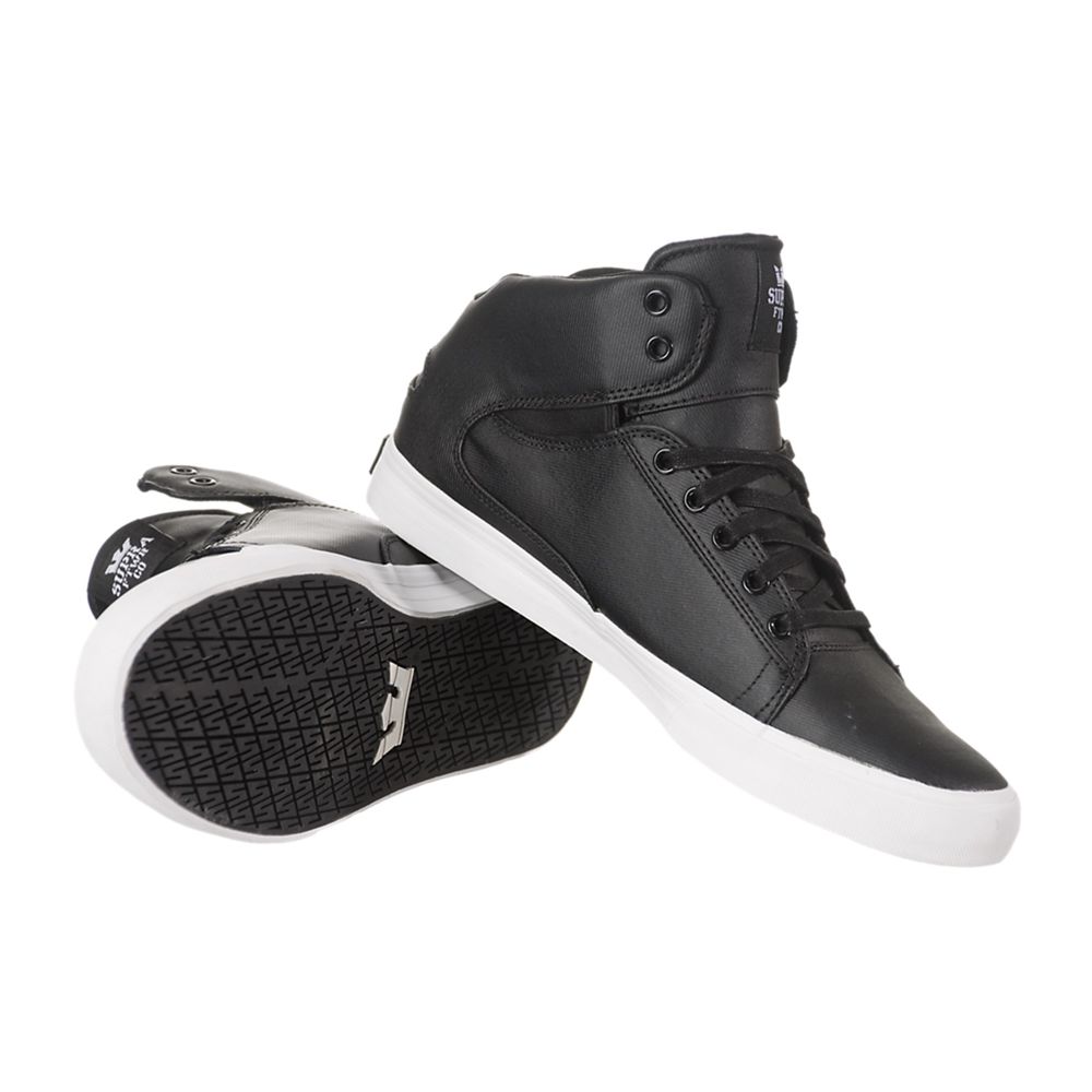 Chaussures de Skate Supra Society Mid Noir Black Homme | KSI-60356369